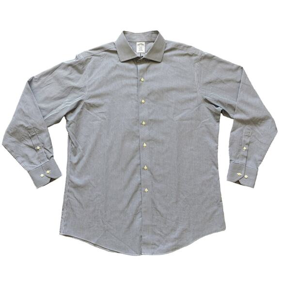 Brooks Brothers Blue and White Button Down Long Sleeve Dress Shirts 16.5 - 4/5 - Picture 10 of 16